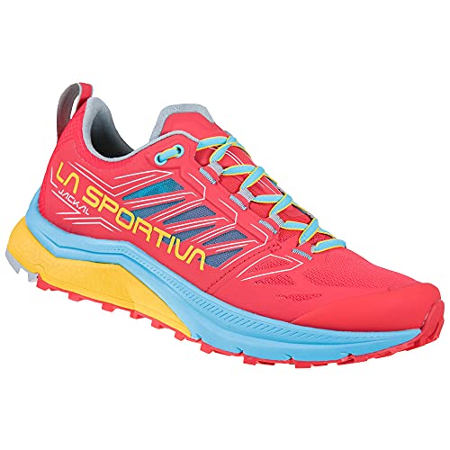 LA SPORTIVA Jackal Woman, Zapatillas de Trail Running Mujer, Hibiscus/Malibu Blue, 38 EU