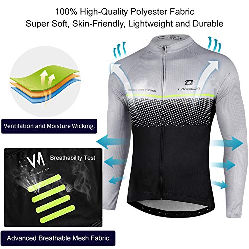 LAMEDA Maillot Ciclismo Hombre Jersey Bicicleta MTB Camiseta Ciclismo Térmica con Mangas Largas Ciclista para Entretiempo(3XL)