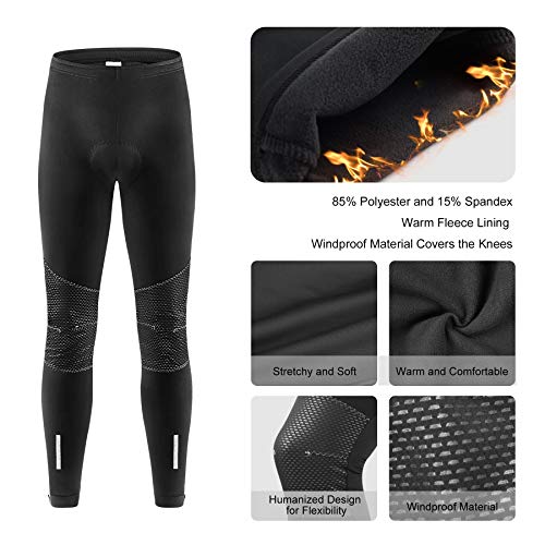 LAMEDA Pantalon Ciclismo Largo Hombre Invierno con Badana De Gel Leggings Mallas Ciclismo Hombre, Pantalón de Compresión Secado Rápido Forro Polar Pantalones Deporte para Bicicleta(XL)