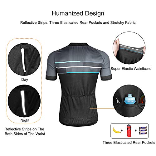 LAMEDA Ropa Ciclismo Verano para Hombre De Manga Corta Maillot Bicicleta para MTB Bici Ciclista(Azul,2XL)