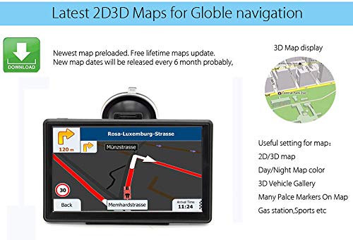 LAYDRAN Sistema de navegación GPS para camión, portátil, satélite, de 7 pulgadas, con cámara de velocidad y pantalla táctil de guía de voz y mapa de navegador de por vida de la UE 46 países 2020