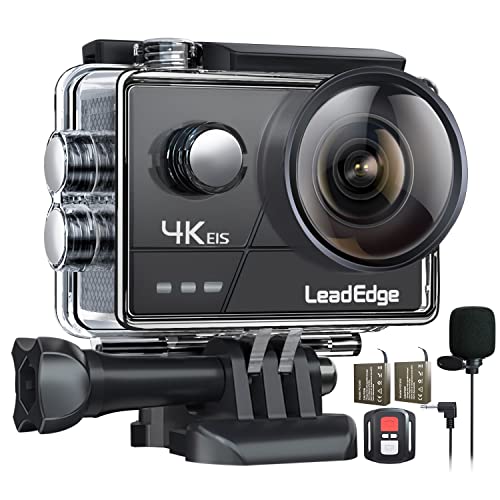 LeadEdge Cámara Deportiva 4K 20MP EIS Anti-Vibración Micrófono Externo con Control Remoto Wi-Fi 170° Gran Angular Camara Acuática Camaras Acción Sumergible de Control 40M