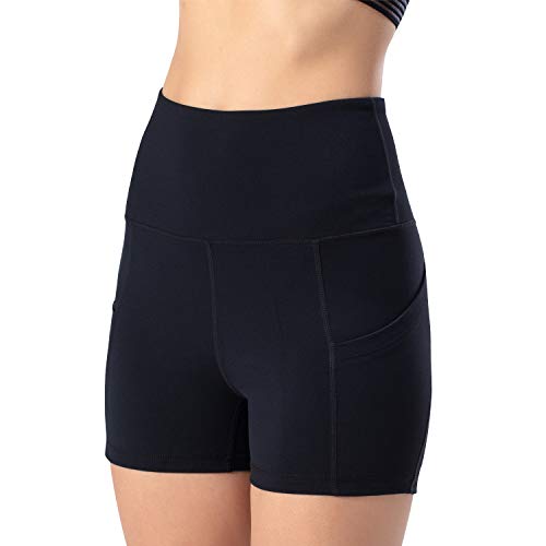 Leggings de yoga para mujer, talle alto, bolsillos para efecto faja, pantalones de entrenamiento, pantalones informales, Mujer, Pantaloni cropped, negro, small