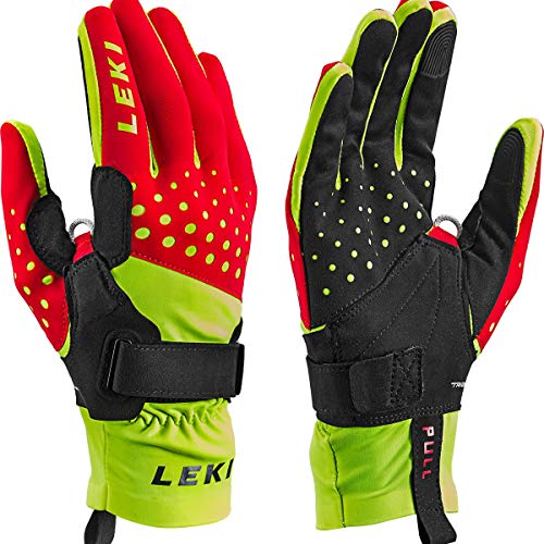 LEKI Nordic Race Shark - Guantes (talla 11), color rojo, amarillo y negro