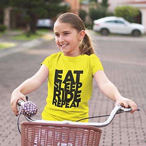 lepni.me Camiseta para Niños para Ciclistas Come Duerme Monta Repite Citas para Amantes de la Bicicleta (9-11 Years Rosado Multicolor)