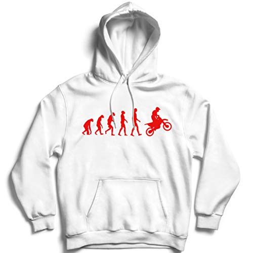 lepni.me Sudadera con Capucha Evolución del Motocross Equipo de Moto Ropa de Carreras Todoterreno (Medium Blanco Rojo)