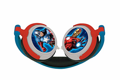 Lexibook HP010AV Avengers Marvel, Vengadores-Cascos audio, auriculares estéreo con diadema ajustable y plegable, color azul, 20.4 x 16.8 x 7.3 cm