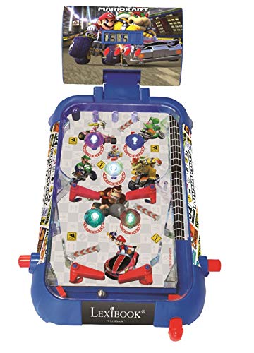 LEXIBOOK Nintendo Mario Kart Máquina electrónica de Pinball de Mesa, Juego de acción y Reflejo para niños y familias, Pantalla LCD, Efectos de luz y Sonido, Azul/Rojo (JG610NI)