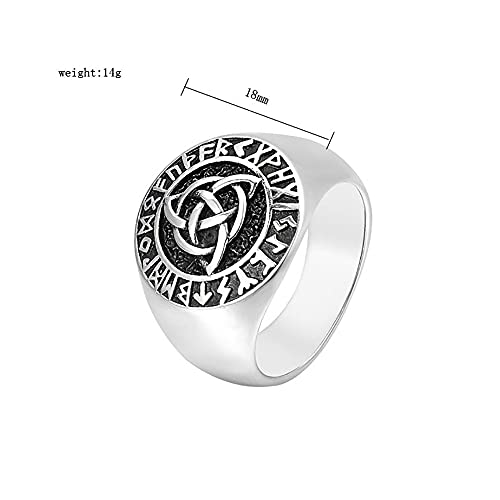 LH&BD Anillo Vikingo Nudo De La Trinidad Estilo Retro Símbolo Antiguo Amuleto Orbe Celta De Acero Inoxidable para Hombres,Plata,9