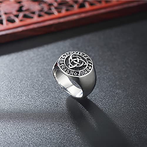 LH&BD Anillo Vikingo Nudo De La Trinidad Estilo Retro Símbolo Antiguo Amuleto Orbe Celta De Acero Inoxidable para Hombres,Plata,9