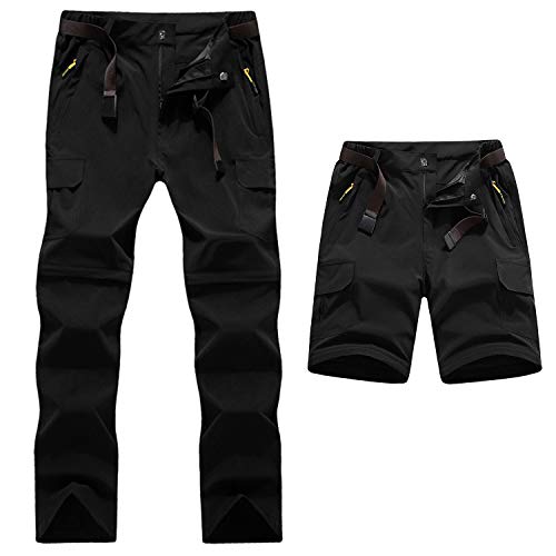 LHHMZ Hombres Secado rápido al Aire Libre Pantalones de Senderismo Convertibles Transpirable Impermeable Zip Off Pantalones de Escalada para Caminar