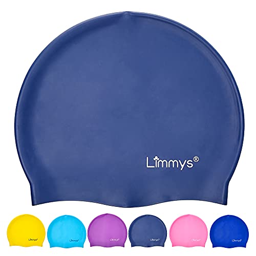 Limmys Gorro Piscina para Niños – Gorro Piscina Niño 100% Silicona – Gorro Piscina Niña – Gorros de Piscina Cómodos, Elásticos y de Calidad – Gorro de Natación Infantil Atractivos (Azul Oscuro)