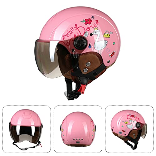 LIONCIANO Cascos De Motocicleta para Hombres y Mujeres, Cascos De Ciclomotor con Visera Reflectante, Que Protege La Seguridad Vial De Los Usuarios(Pájaro Rosa, Lente Plateada)