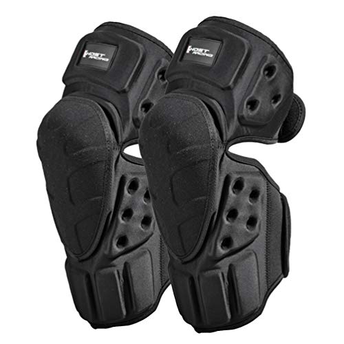 LIOOBO Rodilleras unisex ajustables y largas para moto, a prueba de impactos, protección antideslizante y espinilleras para moto y bicicleta de montaña (negro)