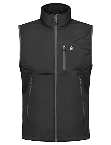 Little Donkey Andy Chaleco ligero Softshell para hombre, chaqueta sin mangas a prueba de viento para viajes, senderismo, correr, golf, negro, M