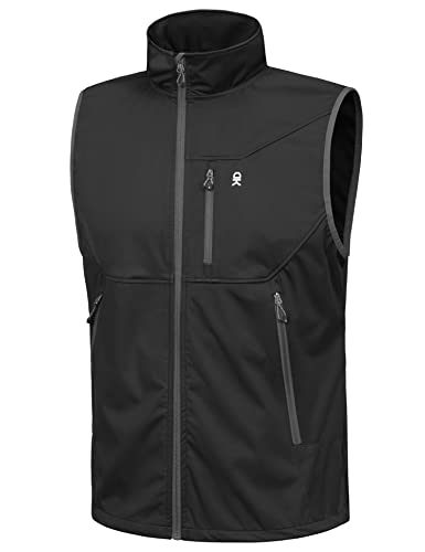 Little Donkey Andy Chaleco ligero Softshell para hombre, chaqueta sin mangas a prueba de viento para viajes, senderismo, correr, golf, negro, M