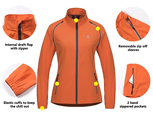 Little Donkey Andy - Chaqueta para correr y ciclismo, de secado rápido, para mujer, convertible, con factor de protección 50+, cortavientos con mangas desmontables - naranja - M