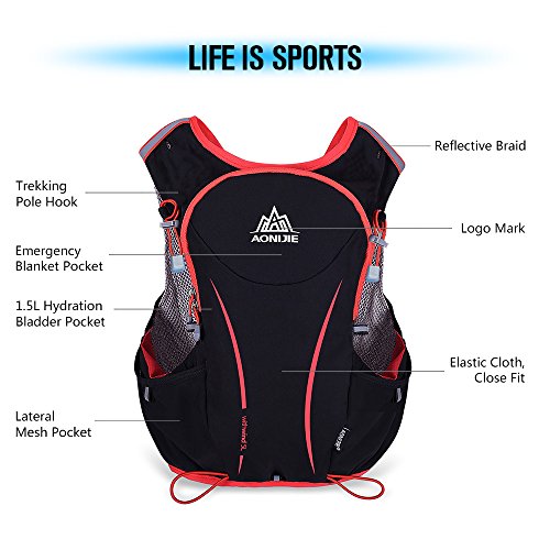 Lixada 5L Vejiga de Agua Mochila, Mochila Hidratación, Running Mochila, Impermeable y Transpirable, para Camping, Marathoner, Correr, Caminar, Escalada, Actividades al Aire Libre