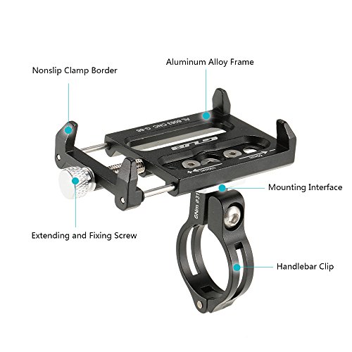 Lixada Aleación de Aluminio de la Bicicleta Todos los Fines de Soporte para Teléfono Handbar Gancho para Base de Soporte de Montaje (Negro)