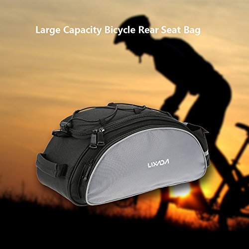 Lixada Bolsa Alforja Trasera para Bicicleta 13L Multifuncional (Negro)