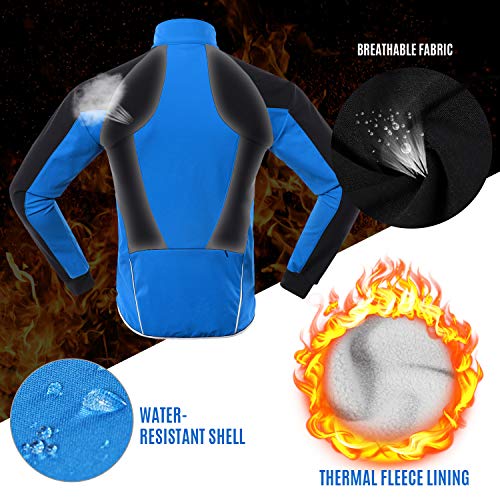 Lixada Chaqueta de Ciclismo para Hombre Impermeable, Resistente Al Viento y Cálida, Polar, Bicicleta de Montaña, Ropa de Ciclismo, Chaqueta de Otoño e Invierno para Correr