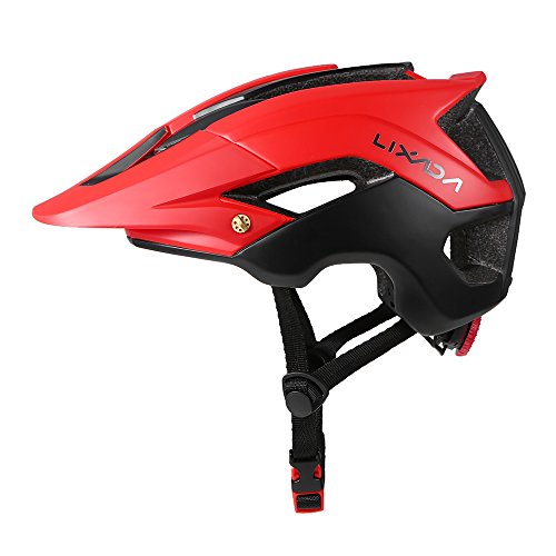 Lixxada Casco de Ciclismo de Montaña Casco Protector Ultraligero de Seguridad Deportiva 13 Orificios de Ventilación (Rojo + Negro)