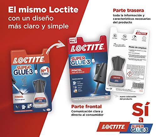 Loctite Super Glue-3 Pincel, pegamento transparente con pincel aplicador, adhesivo universal de triple resistencia, con fuerza instantánea y de fácil uso, 1x5 g