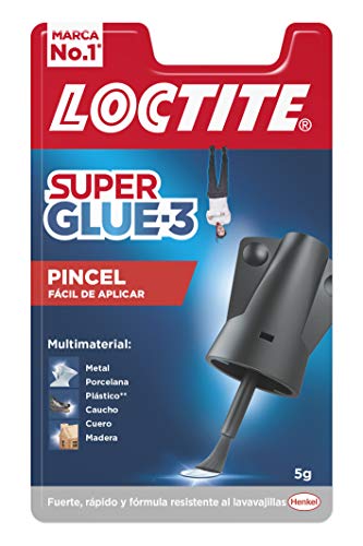 Loctite Super Glue-3 Pincel, pegamento transparente con pincel aplicador, adhesivo universal de triple resistencia, con fuerza instantánea y de fácil uso, 1x5 g