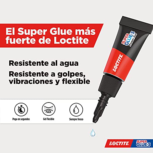 Loctite Super Glue-3 Power Gel Mini Trio, gel adhesivo flexible y resistente, pegamento instantáneo para superficies verticales, pegamento transparente extrafuerte, 3x1g