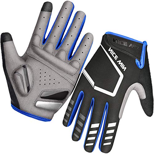 LOHOTEK Guantes de Ciclismo Motocicleta Bicicleta Montaña-Acolchados Bicicleta de Carretera de Hombres Mujeres Antideslizante Pantalla Táctil (Azul, M)