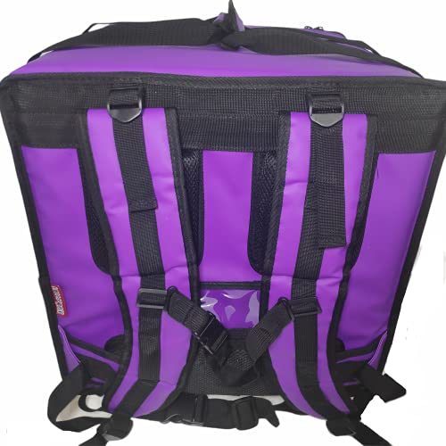 Lollipoper: Mochila de Reparto Isotérmica 42x42x42 cm (medida interior) para Entrega de Pedidos de Comida en Moto y bicicleta, Morada y Negra, Pizza,Hamburguesa, Bebida, Impermeable.