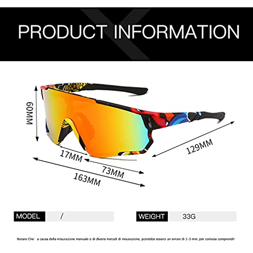 Long Keeper Gafas Ciclismo Hombres Mujeres Gafas de Sol Deportivas Polarizadas Gafas Bicicleta con 3 Lentes Intercambiables para Corriendo MTB (Marcos de colores/ Rojo)