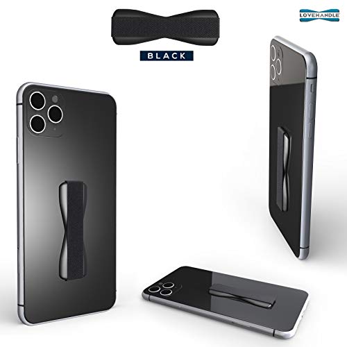 LOVEHANDLE Amor Grip teléfono Celular manija Mantiene el Dispositivo con sólo un Dedo - Ultra Delgado Dedo de Bolsillo de Amistad Correa bleta Mini - Agarre firmemente (Negro 2-Pack)