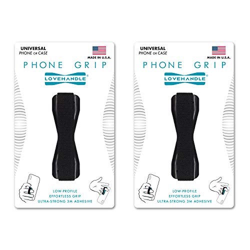 LOVEHANDLE Amor Grip teléfono Celular manija Mantiene el Dispositivo con sólo un Dedo - Ultra Delgado Dedo de Bolsillo de Amistad Correa bleta Mini - Agarre firmemente (Negro 2-Pack)