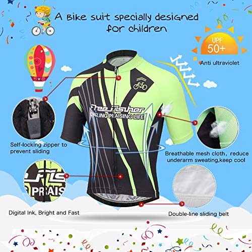 LSERVER-Niños Maillots de Bicicleta Conjunto de Ropa de Ciclo Jersey de manga corta + Pantalones