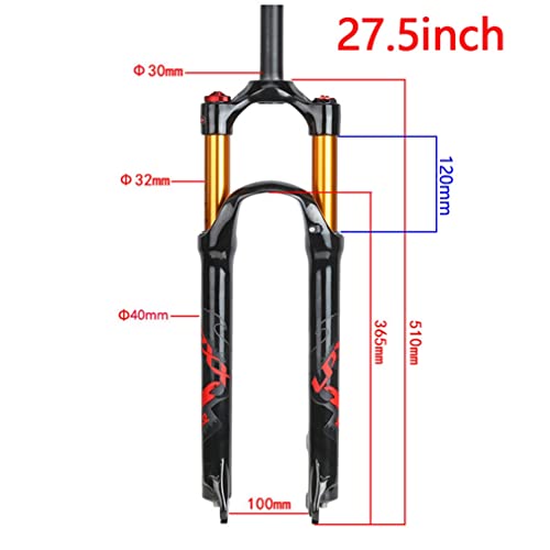 LSRRYD MTB 26/27.5/29 Pulgadas Aire Horquilla De Suspensión 1-1/8 Disco Freno Horquillas 100mm Recorrido 9mm Liberación Rápida Horquilla Delantera 1680G (Color : Blue HL, Size : 27.5'')