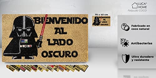 LucaHome - Felpudo Coco Entrada casa 40x60 con Base Antideslizante, Felpudo de Coco Divertido Lado Oscuro,Felpudo Absorbente, Ideal para Puerta Exterior o Pasillo