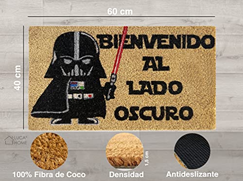 LucaHome - Felpudo Coco Entrada casa 40x60 con Base Antideslizante, Felpudo de Coco Divertido Lado Oscuro,Felpudo Absorbente, Ideal para Puerta Exterior o Pasillo