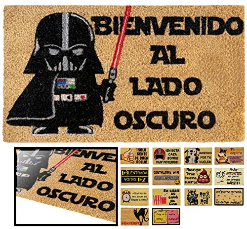 LucaHome - Felpudo Coco Entrada casa 40x60 con Base Antideslizante, Felpudo de Coco Divertido Lado Oscuro,Felpudo Absorbente, Ideal para Puerta Exterior o Pasillo