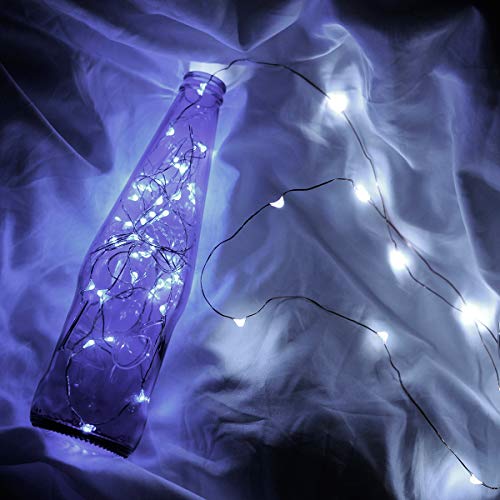 Luces Led a Pilas, Ariceleo 1 Piezas 5 Metros 50 LED Mini LÁMpara Alambre de Cobre Guirnalda Cadena Luces de Navidad con Pilas para Casa Dormitorio Navidad Fiestas Boda DecoraciÓN(Blanco Frío)