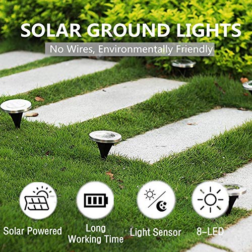 Luces Solares de Suelo Exteriores, IP65 Impermeable Luces Solares de Tierra LED Lámparas Solares para Jardín al aire libre, Césped, Entrada, Camino, Patio, Estanque, Iluminación y Decoración (8 Packs)