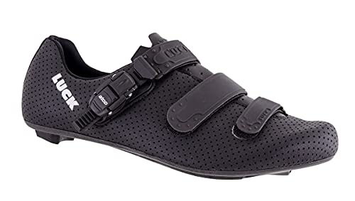 LUCK Zapatilla Ciclismo Carretera CALIPSO para Hombre y Mujer | Suela de Carbono | Cierre Milimétrico | Bicicleta de Carretera (43, Negro)