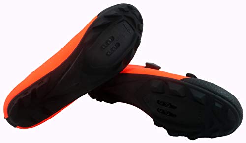 LUCK Zapatillas de Ciclismo MTB ÍCARO con Suela de Carbono y Sistema rotativo de precisión acompañada de un Velcro. (46 EU, Naranja)