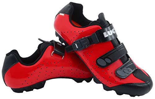 LUCK Zapatillas de Ciclismo MTB ODÍN con Suela de Carbono y Cierre milimétrico de precisión. (48 EU, Rojo)