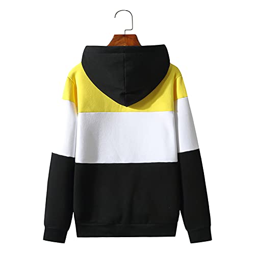 Luckycat Jersey con Costuras de Tres Colores para Hombre, Sudadera con Capucha de Manga Larga con Cordón de Ocio de Otoño E Invierno Sudadera Deportiva Delgada de Talla Grande