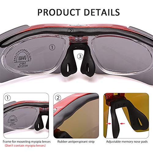 LumiSyne Gafas De Sol Deportivas Polarizadas Para Hombre Mujer Gafas De Ciclismo Con 5 Lentes Intercambiables UV400 Montura Superligero Gafas Correa De Gafas Para Mtb Bicicleta Montaña