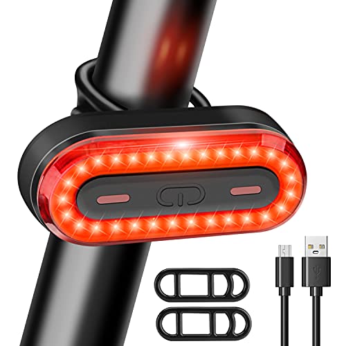 Luz Bicicleta Trasera LED 6 Modos de Iluminación Luz de Bicicleta Recargable USB Linterna Batería de 400mAh Impermeable Protección para Ciclismo, Carretera y Montaña