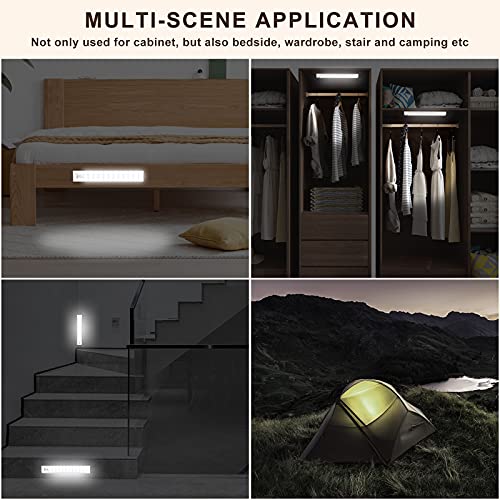 Luz LED Armario Magnética con Sensor Movimiento 36 LEDs 4 Modos Luz LED Adhesiva USB Recargable 800mAh Luz Nocturna para Escaleras, Armario, Pasillo, Cocina, Garaje-2 Packs