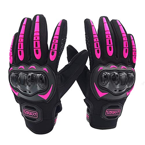 LVNRIDS Guantes de Moto, Pantalla Táctil en los Dedos Guantes de Carreras para Hombres y Mujeres para Motocross Rosa M