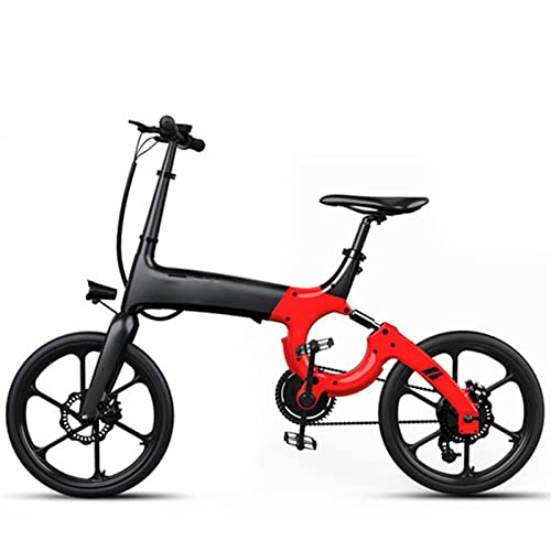 LWL Bicicletas eléctricas plegables para adultos 250 W Motor 36 V Ocultar batería de litio 20 pulgadas Bicicleta eléctrica de ciudad plegable Ebik (color: rojo)